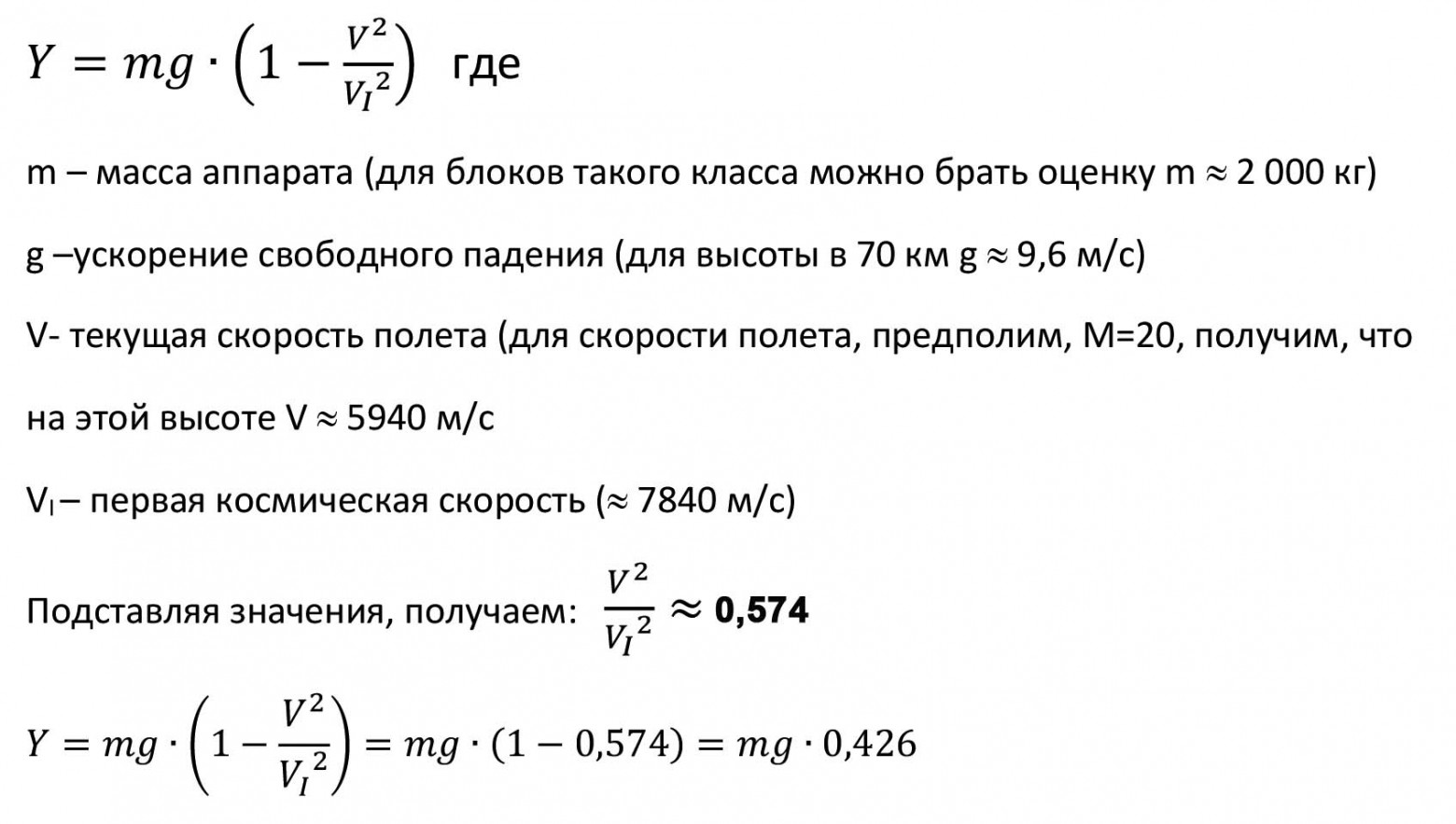 Рис.28. Оценка подъемной сила ГЛА
