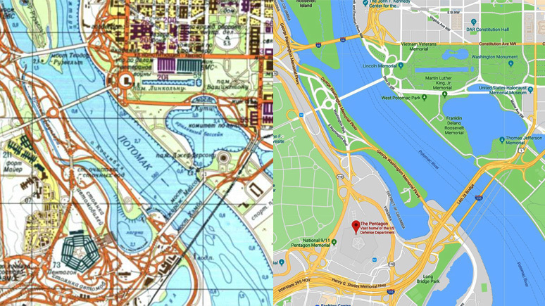 Советская карта vs Goodle maps. Источник