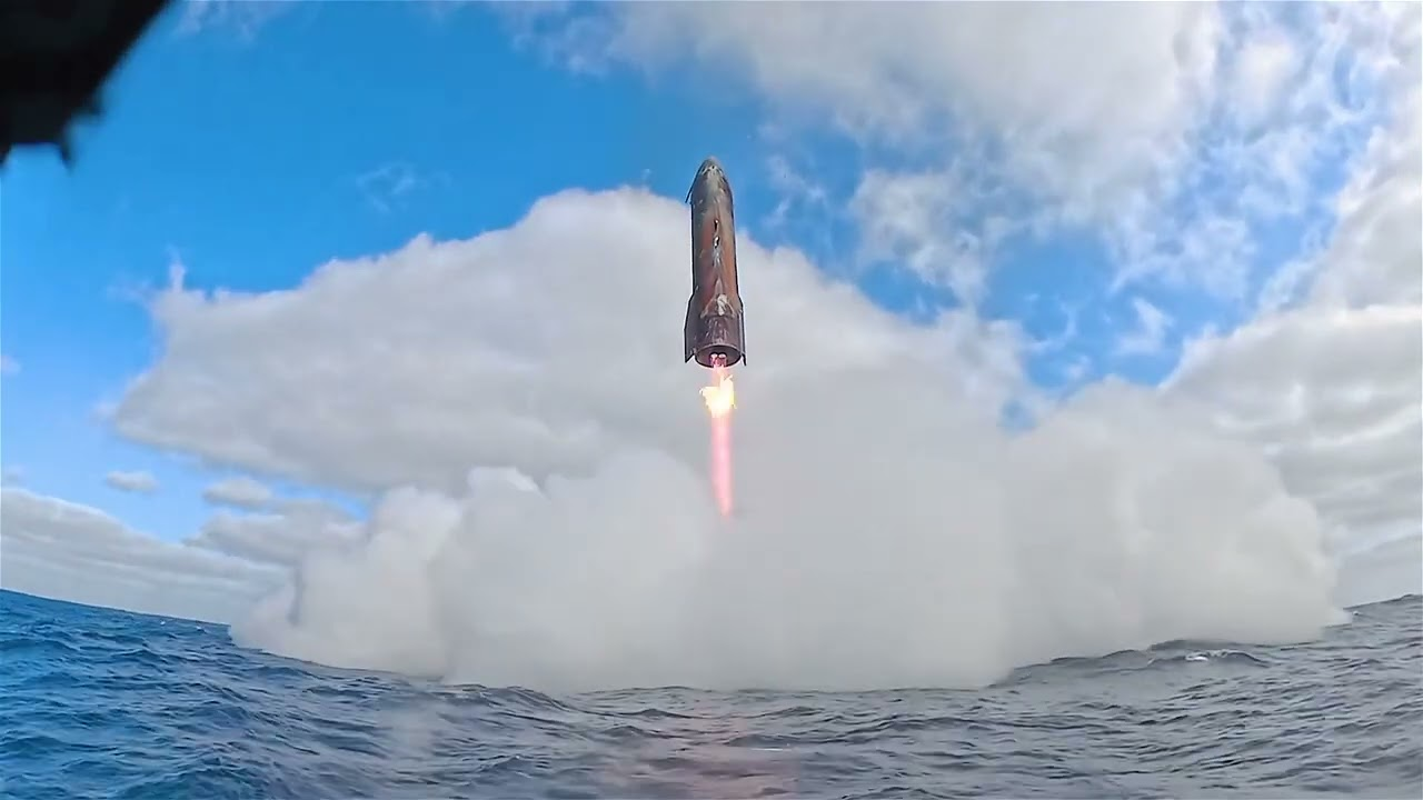 Кадр из трансляции посадки Starship ©SpaceX