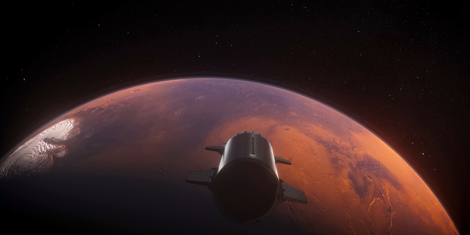 Источник human mars иллюстрация полёта starship на марс  