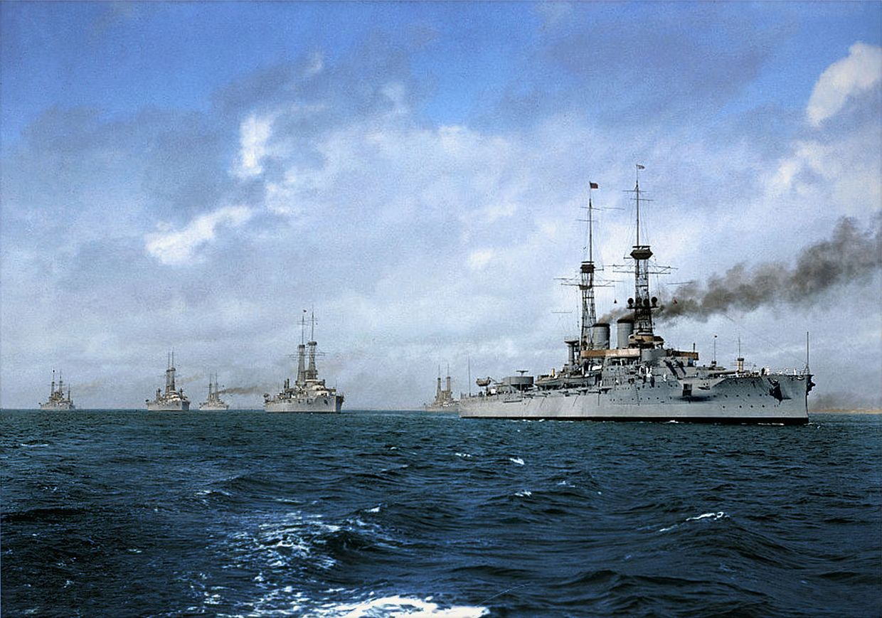 Линкоры ВМС США у берегов Виргинии, 1917 год. Вскоре часть из них отправятся через Атлантику на подмогу странам Антанты