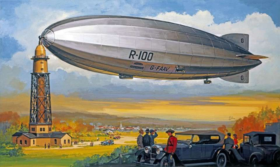 His Majesty Airship R100 у причальной мачты в Канаде