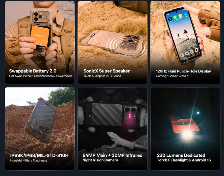 Не прерываясь ни на миг: новый защищенный Ulefone RugOne Xever 8 позволяет менять батарею «на лету» - 2 Не прерываясь ни на миг: новый защищенный Ulefone RugOne Xever 8 позволяет менять батарею «на лету» - 2
