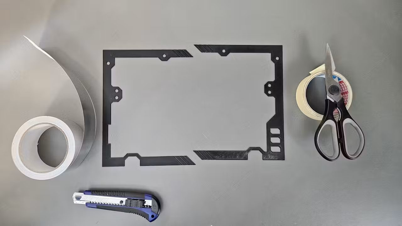 Напечатанные на 3D-принтере детали с нанесённой алюминиевой фольгой