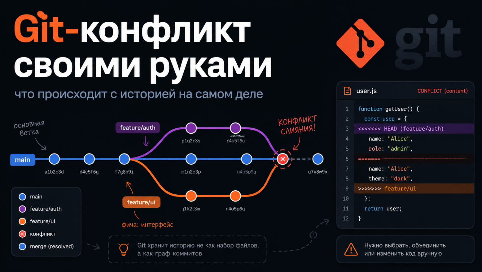 Git-конфликт своими руками: что происходит с историей на самом деле - 1 Git-конфликт своими руками: что происходит с историей на самом деле - 1