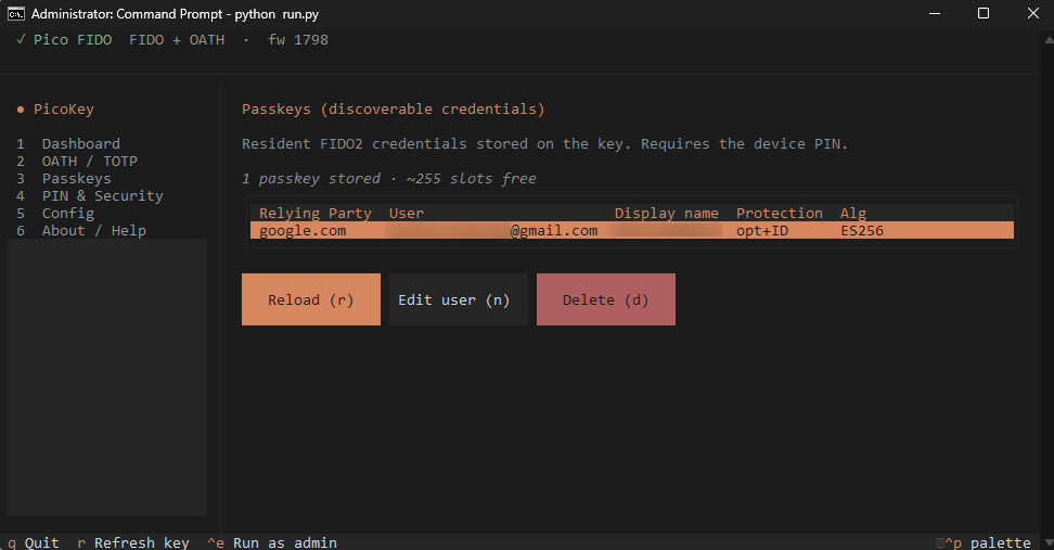 Управление Passkeys