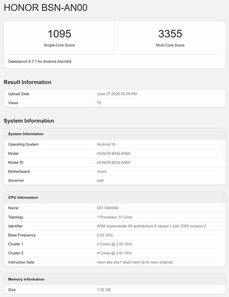 Snapdragon 6 Gen 5 протестировали в Geekbench — особых отличий от Snapdragon 6 Gen 4 нет - 2 Snapdragon 6 Gen 5 протестировали в Geekbench — особых отличий от Snapdragon 6 Gen 4 нет - 2
