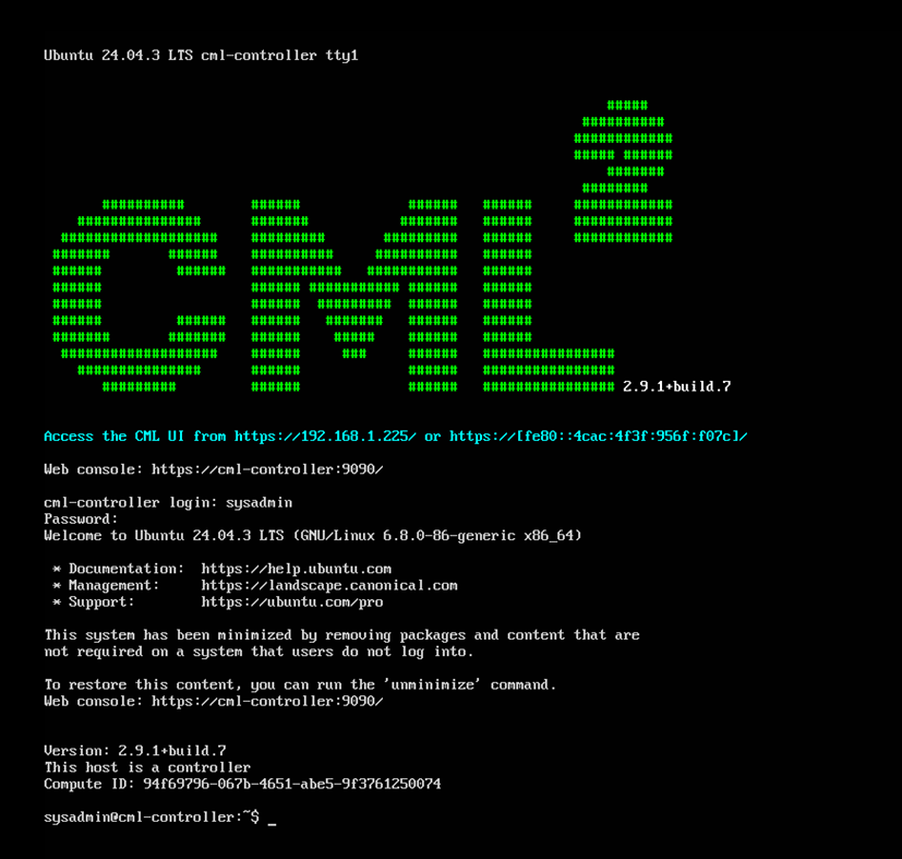 Рисунок 2. Экран загрузки виртуальной машины CML