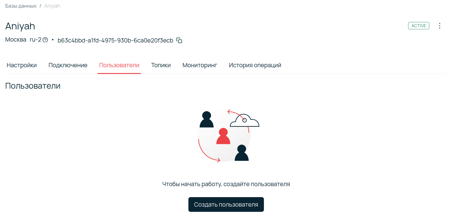 Переход на вкладку Пользователи для создания учетной записи и выдачи доступов