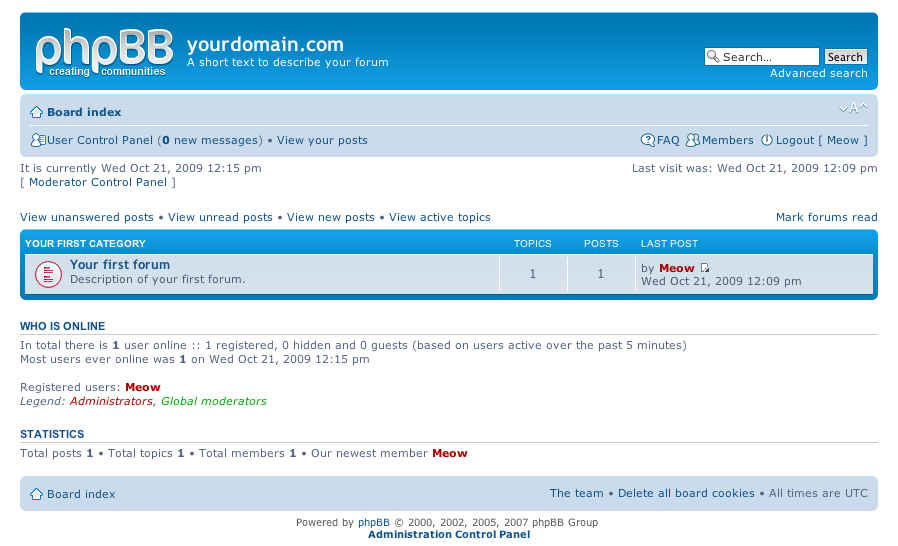 Пример форума на phpBB — именно такие чаще всего встречались в начале 2000-х. 