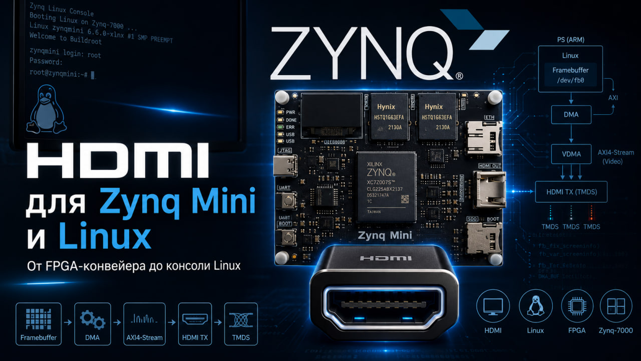 Zynq 7000. HDMI для платы Zynq Mini и Linux - 1 Zynq 7000. HDMI для платы Zynq Mini и Linux - 1