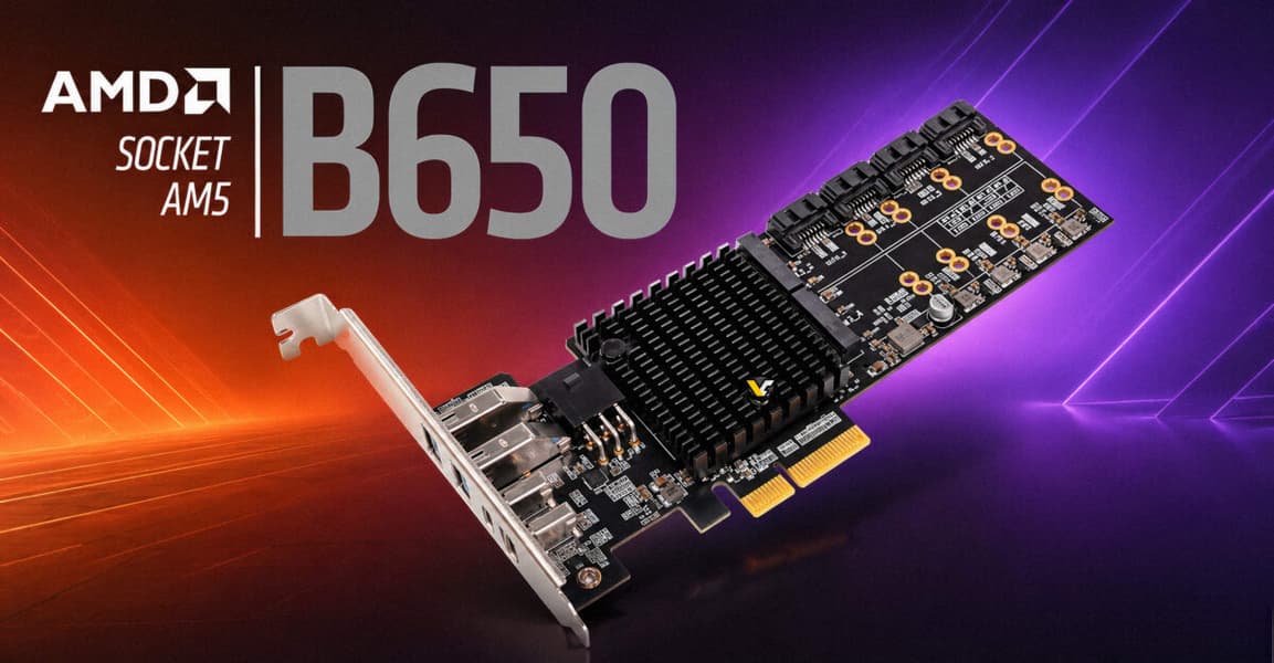 Китайцы взяли чипсет AMD B650 и превратили его в плату с четырьмя слотами M.2, четырьмя SATA и быстрыми USB. Представлена плата Lekuo PB65MX3 - 1 Китайцы взяли чипсет AMD B650 и превратили его в плату с четырьмя слотами M.2, четырьмя SATA и быстрыми USB. Представлена плата Lekuo PB65MX3 - 1