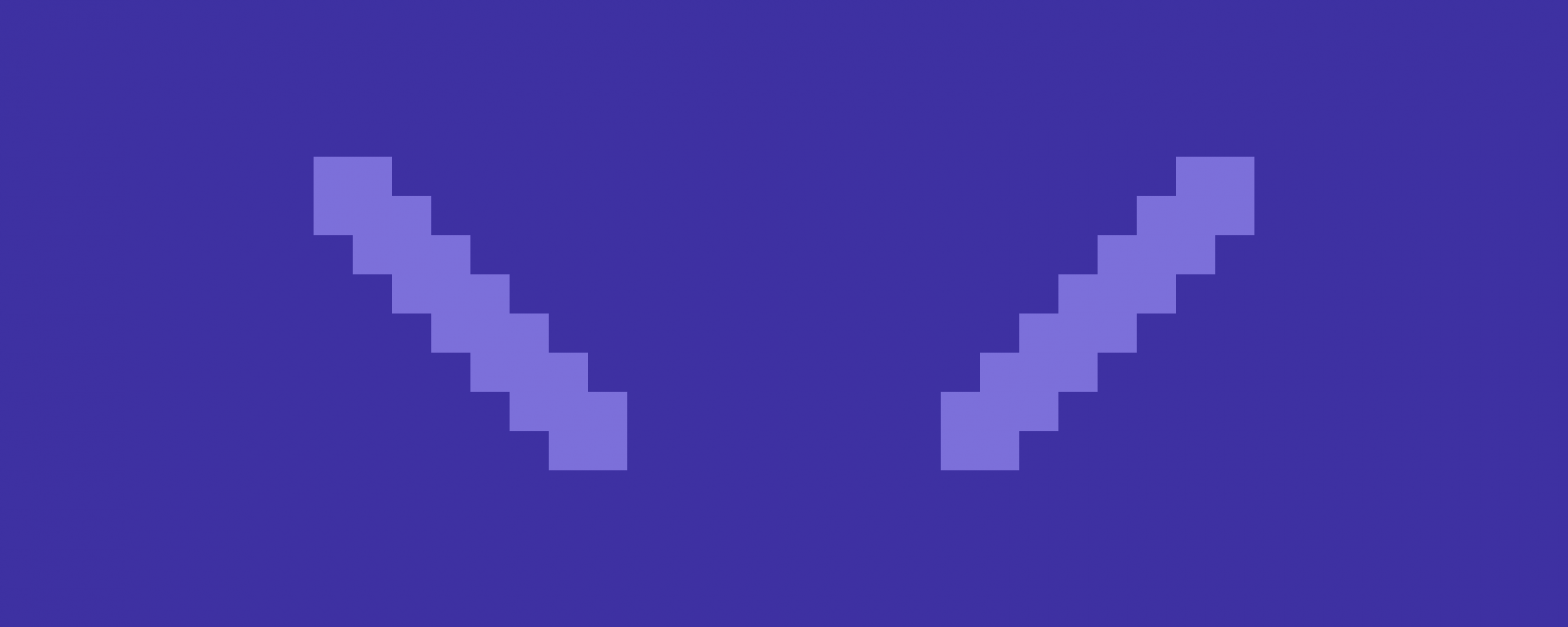Увеличенное изображение символов 205 и 206 на Commodore 64