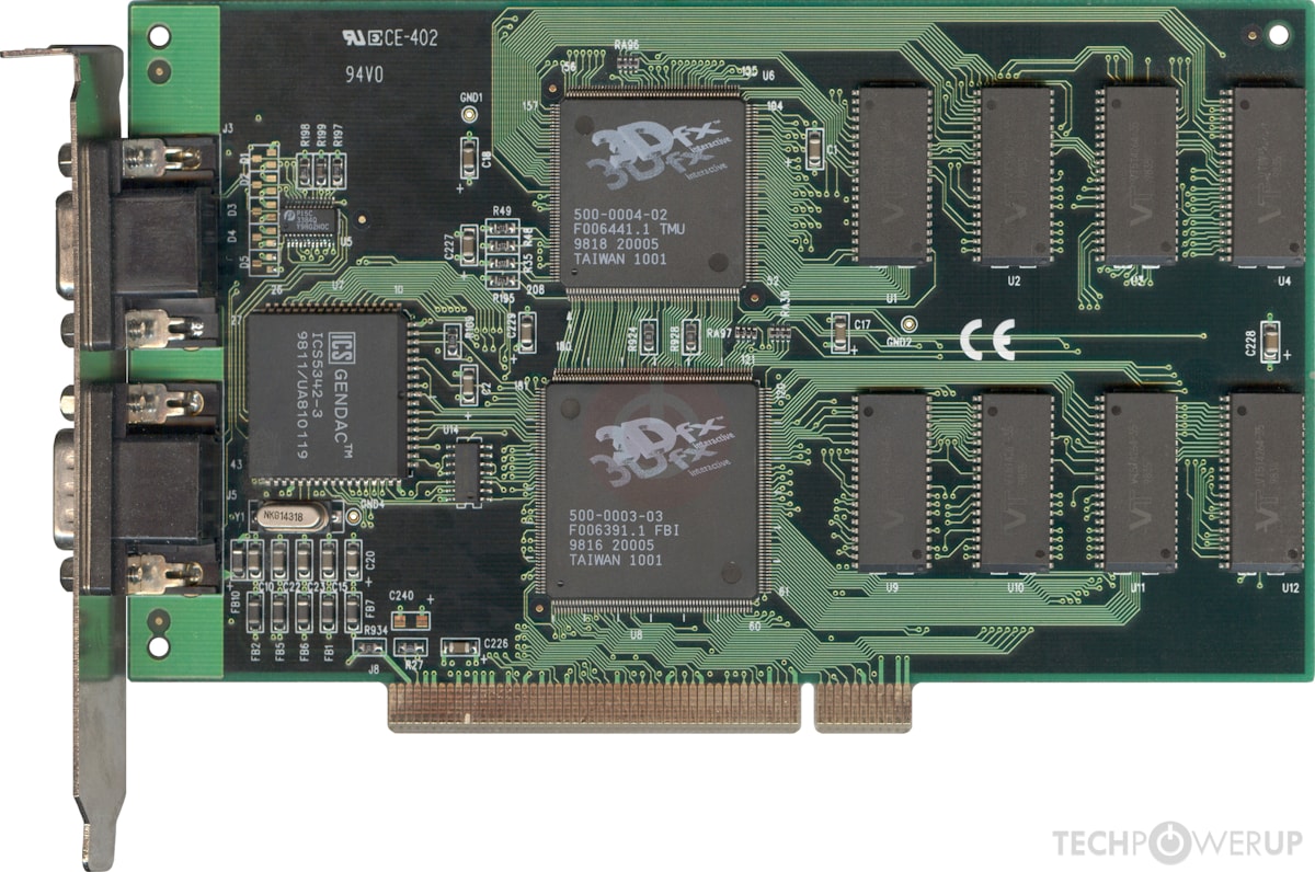 3dfx Voodoo 1 с одним TMU. Фото с TechPowerUp