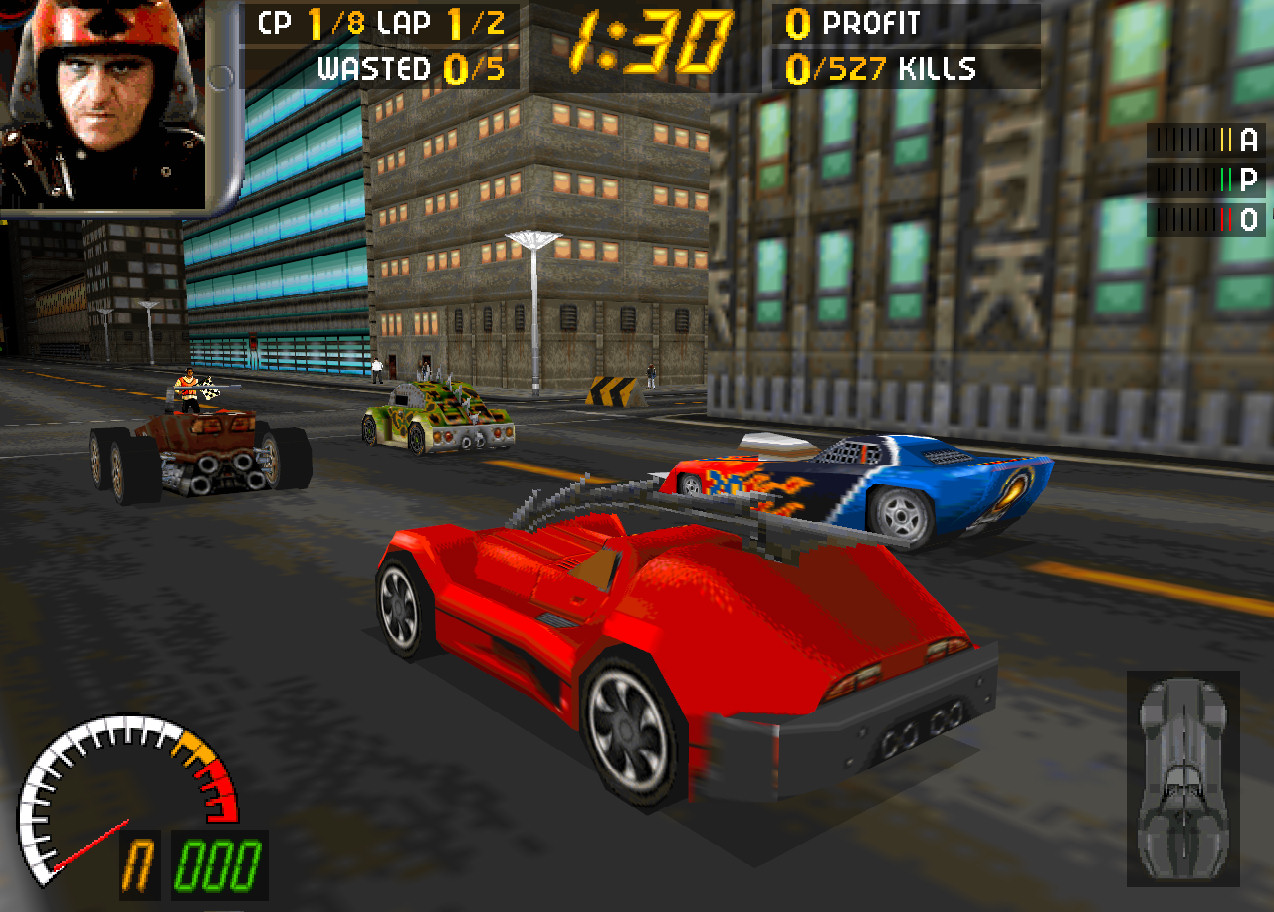Carmageddon — одна из BRender-игр с поддержкой Glide. Скриншот с форума CWABoard