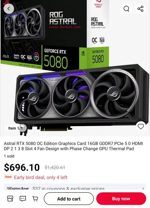 Скам или удача? Пользователь заказал на Aliexpress GeForce RTX 5080 всего за 700 долларов - 1 level35gg