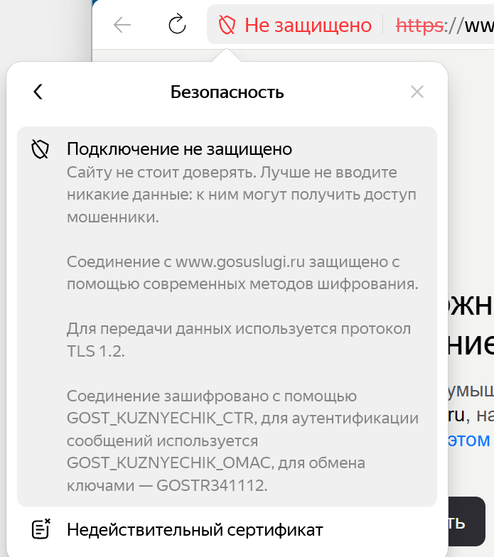 В Yandex browser не работает сайт Госуслуг - 2 В Yandex browser не работает сайт Госуслуг - 2