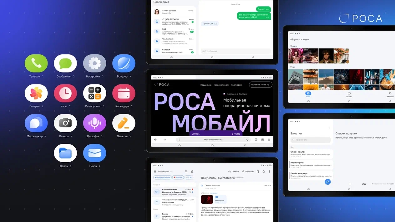 Интерфейс Роса Мобайл