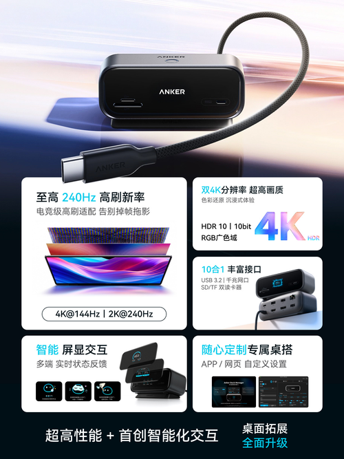 «Космическая станция» Anker с поддержкой мониторов 2K 240 Гц, 80-ваттной зарядкой и встроенным экраном вышла в Китае - 2 Фото 1