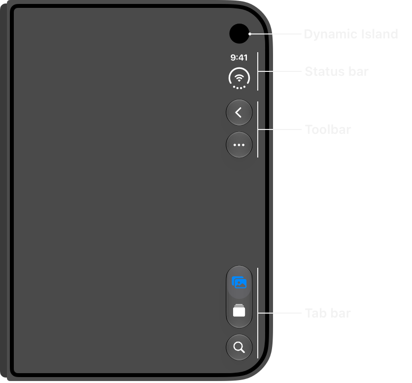 Асимметричные safe area: камера с одной стороны. Изображение: Apple, Tech Talk «Prepare your app for iPhone Duo»
