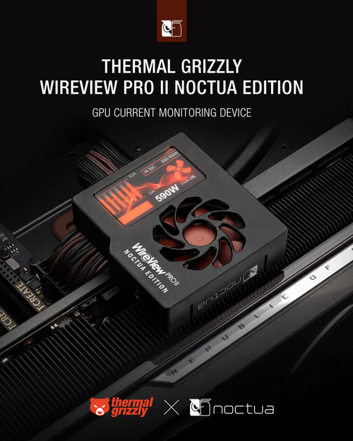 Заменили кулер на Noctua. Thermal Grizzly представила модуль WireView Pro II Noctua Edition для видеокарт с разъёмом 12V-2х6 - 1 Фото 1