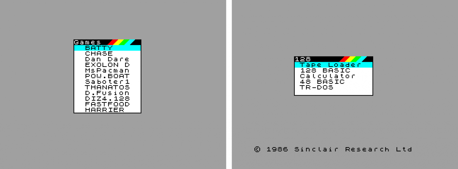Бут TOLLYSOFT имитирует стартовую менюшку ZX Spectrum 128K