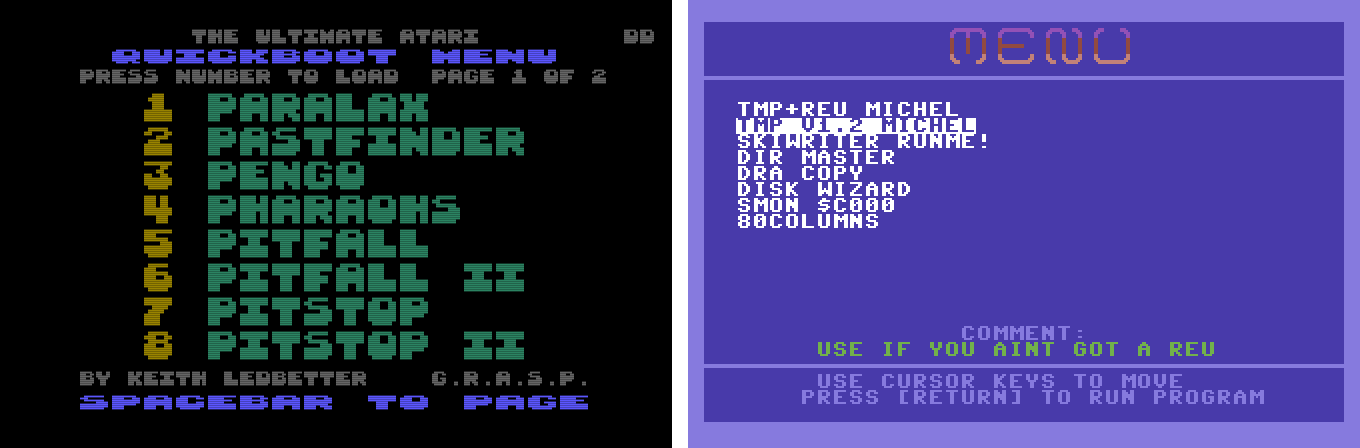 Дисковые меню для Atari 8-bit и Commodore 64