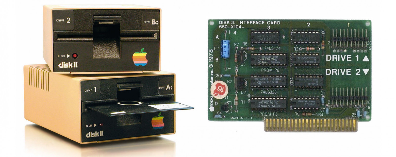 Блок дисководов и плата контроллера Apple Disk II. Фото AllAboutApple