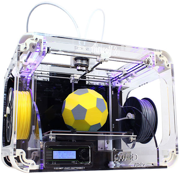 Размеры области печати 3D-принтера Airwolf 3D HD2x примерно равны 28 х 20 х 30 см
