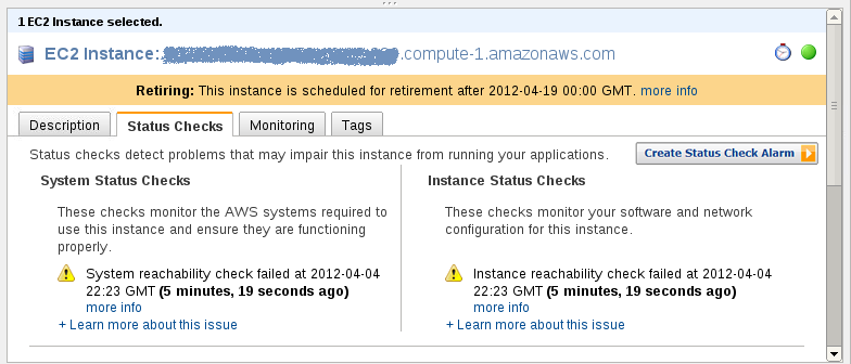 AWS: Status Check + CloudWatch image