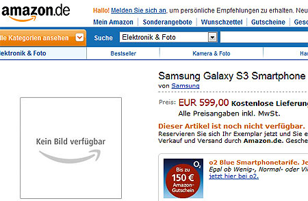 Amazon.de начал прием заказов на Samsung Galaxy S III