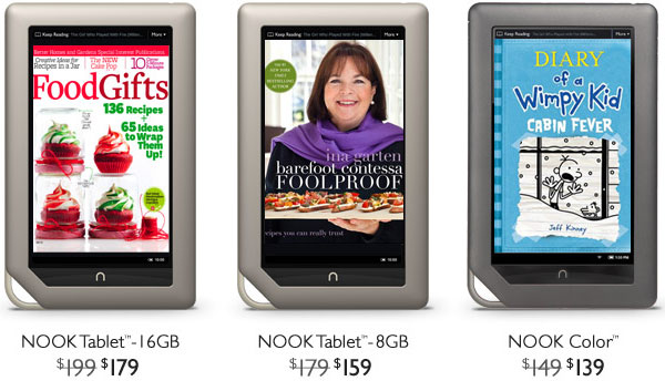 NOOK Tablet стоит $159, NOOK Color — $139