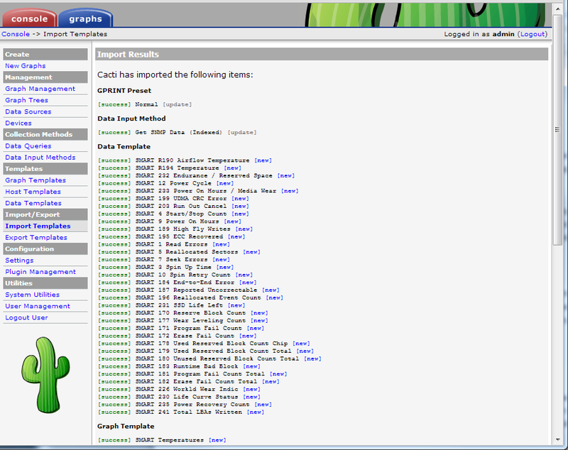 Cacti: Мониторинг SMART Cacti: Мониторинг SMART