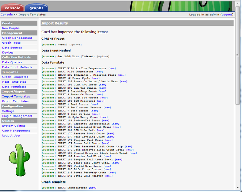 Cacti: Мониторинг SMART