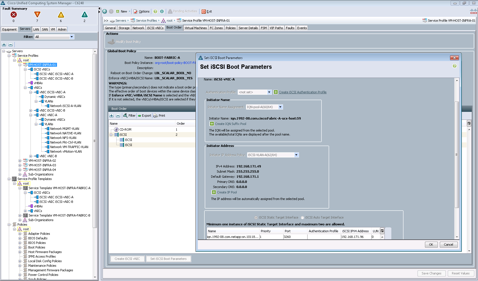 Пример настройки iSCSI загрузочного луна