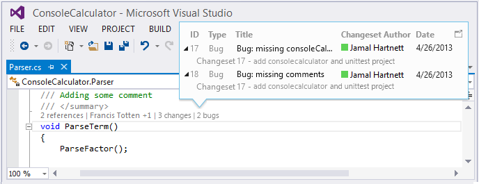 CodeLens в Visual Studio 2013