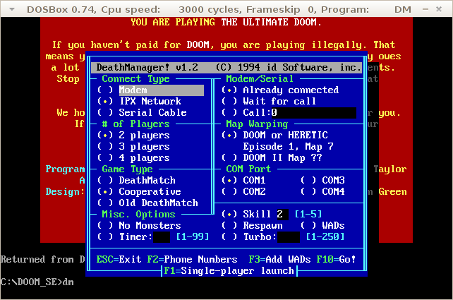 DOOM под DOSBox для маленькой компании