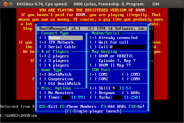 DOOM под DOSBox для маленькой компании