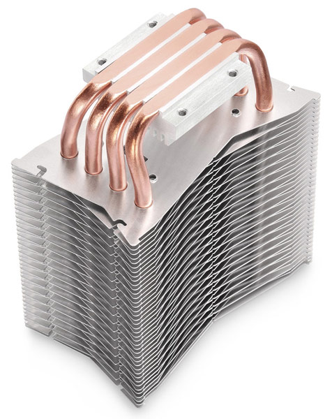 Конструкция процессорного охладителя DeepCool IceEdge 400 E включает четыре медные тепловые трубки