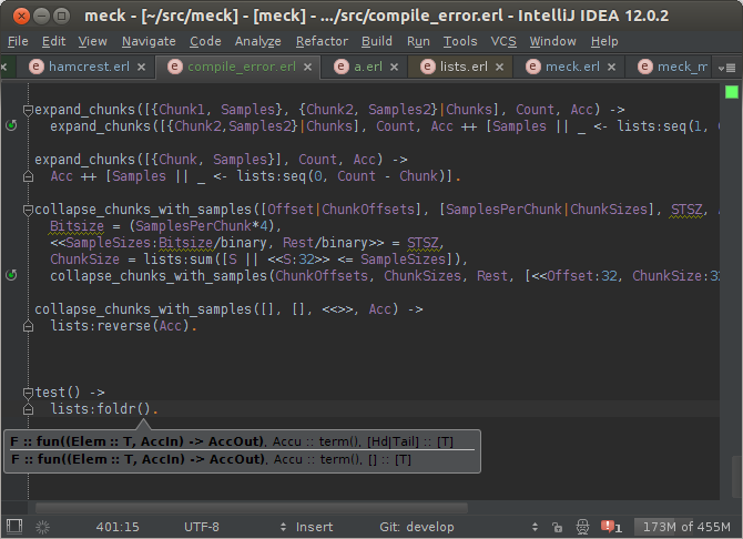 Erlang plugin для IntelliJ IDEA версии 0.4 Function parameter info handler