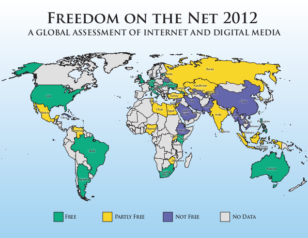 Freedom House опубликовала доклад «Свобода в интернете 2012». Россия в группе риска