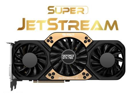 Компоненты 3D-карты Palit GeForce GTX 780 Super JetStream работают на еще более высоких частотах, чем компоненты 3D-карты Palit GeForce GTX 780 JetStream 