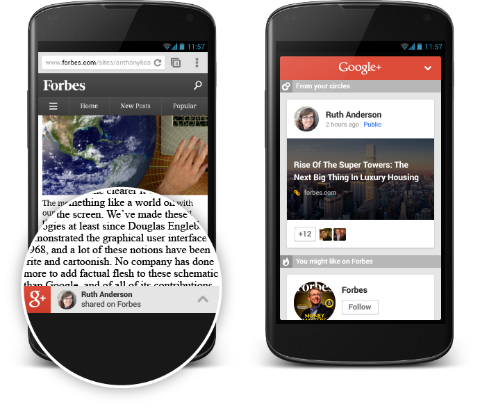 Пользователи рекомендую контент на Google Plus