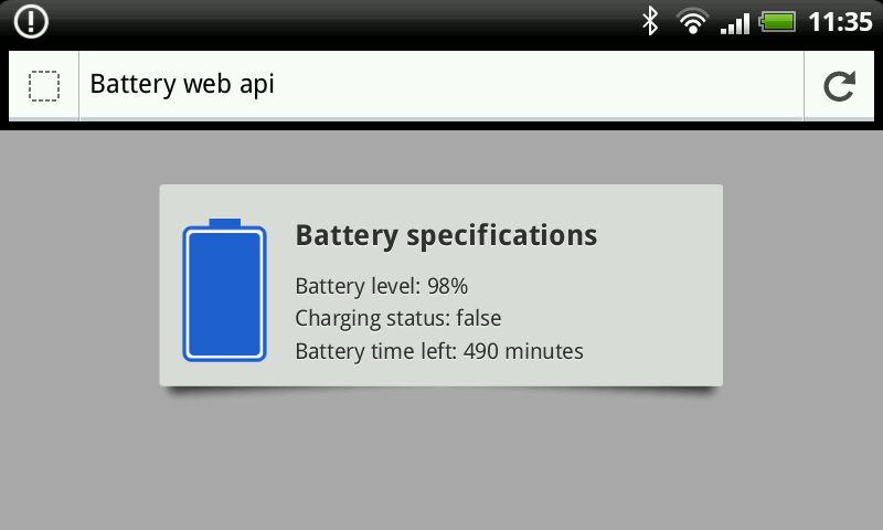 HTML5: Доступ к батарее через javascript HTML5: Доступ к батарее через javascript