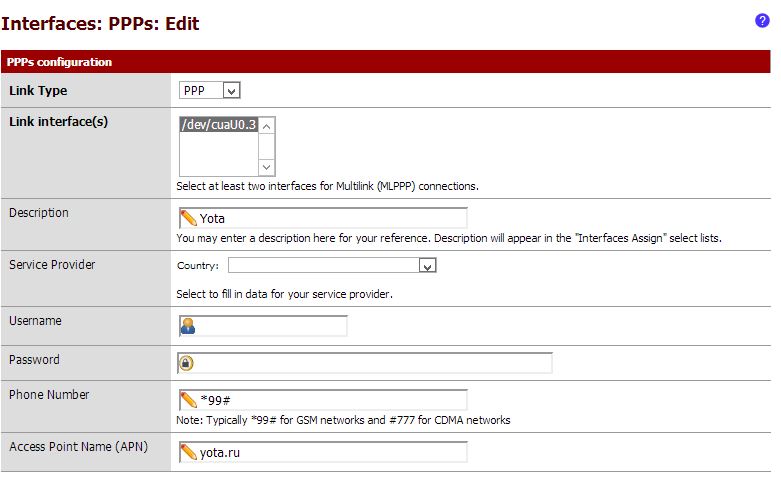 How To: Подключение Pfsense с модемом Huawei E392 к провайдеру Yota