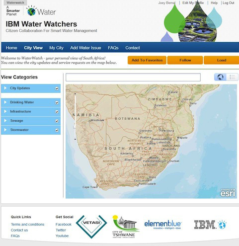 IBM выпустила социальное приложение для общественного контроля/мониторинга водоснабжения (пока только в ЮАР)