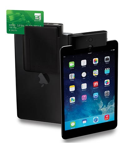 Infinea Tab M превращает планшет Apple iPad mini в точку продажи или инструмент для складского учета В конфигурацию Infinea Tab M входит сканер штрих-кодов и устройство для приема кредитных карт