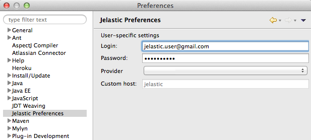 Jelastic плагин для Eclipse image
