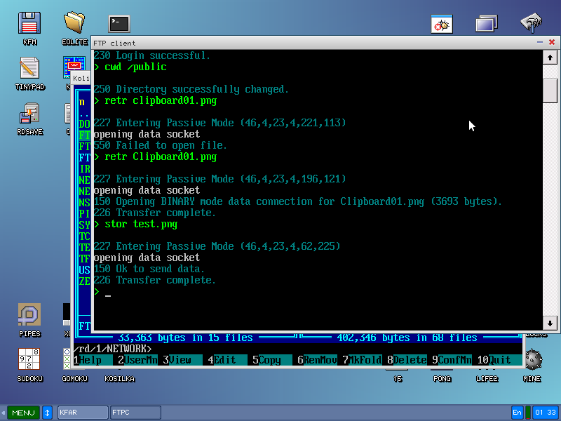 KolibriOS: network, FTP клиент и бельгийский программист