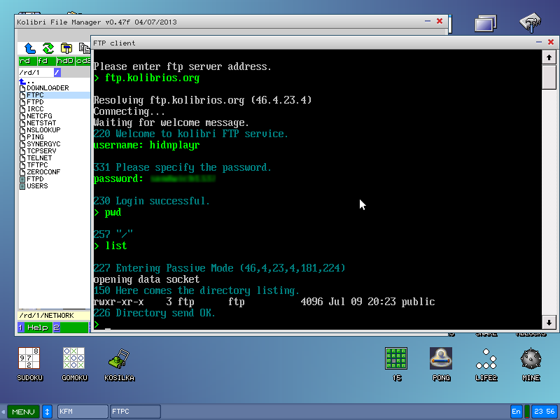 KolibriOS: network, FTP клиент и бельгийский программист